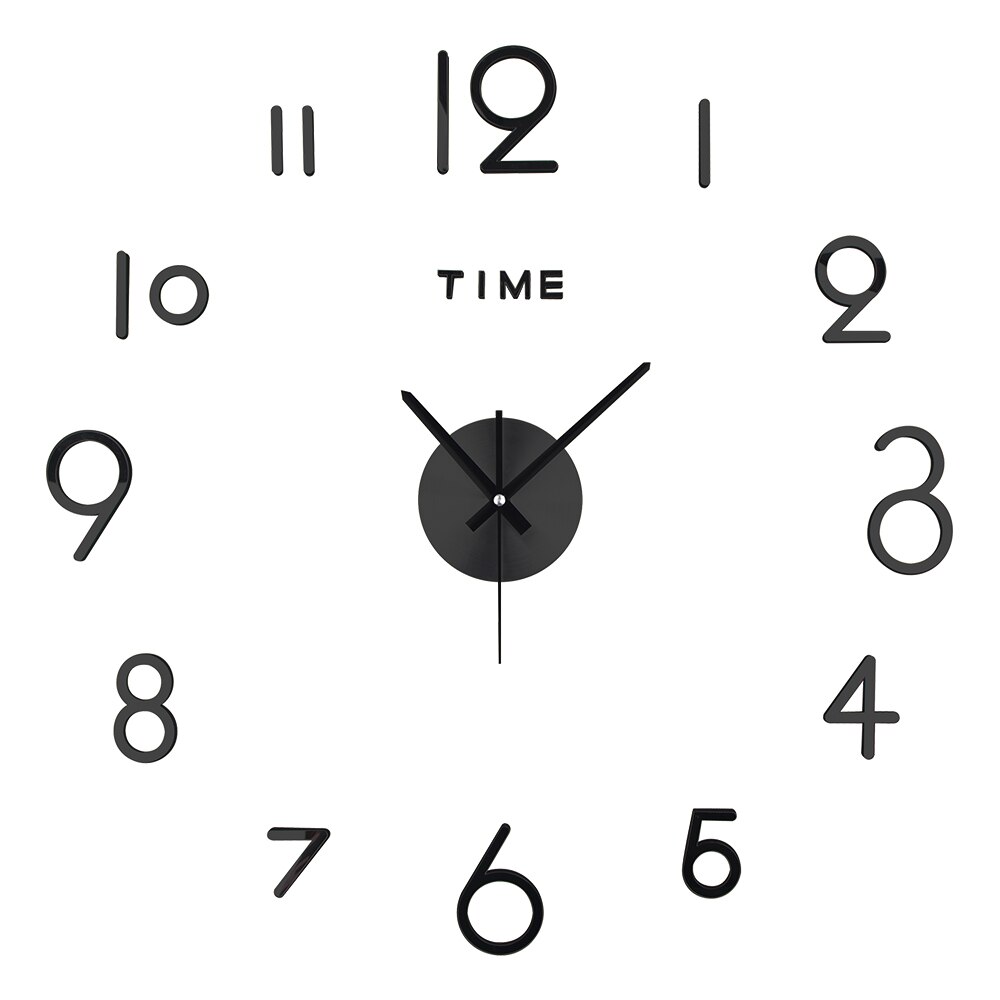 3D Wall Clock DIY Quartz Mirror Wall Sticker Clock Modern Luxury Home Decor Large Clock Hands Horloge: Black / 37 Inch
