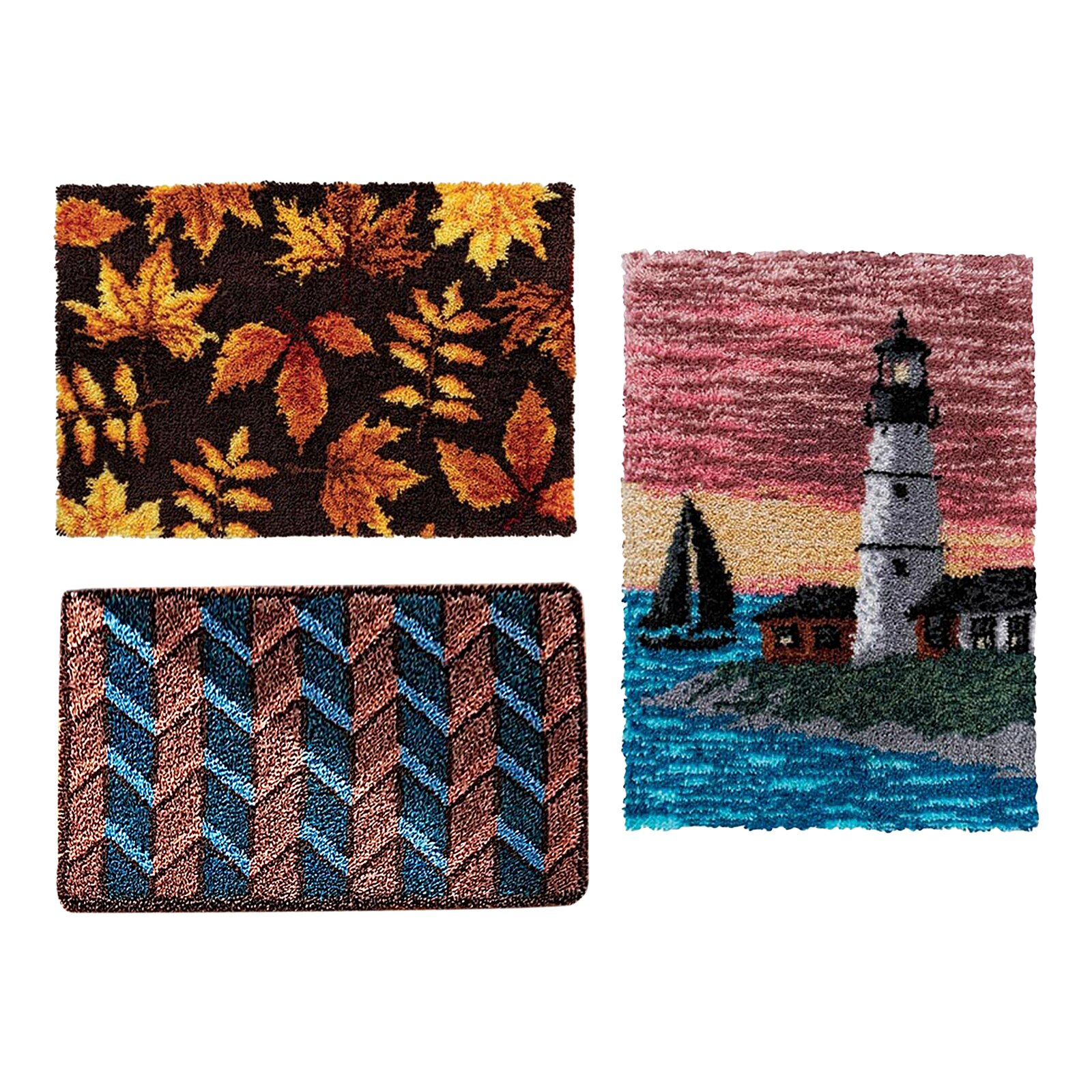 Interlocking Hook Kits DIY Crochet Mats with Printed Pattern Canvas Mat