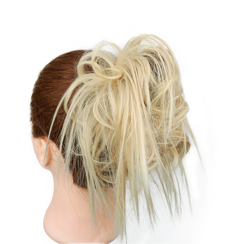 Messy Knot Chouchou Voor Vrouwen Haarstukje Extensions Synthetische Pruik Ring Wrap Chignon Zwart Bruin Hoge Temperatuur Fiber