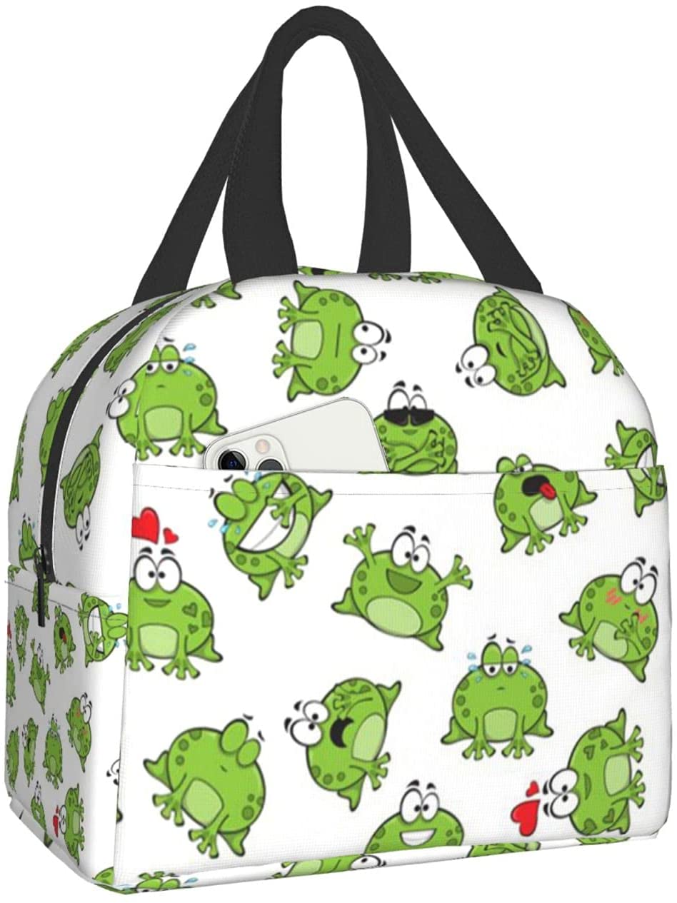 Funny Cute Frog Animal Lunch Bag Travel Box Work Bento Cooler Reusable Tote Picnic Boxes Insulated Shopping Bags for Women Men: Blue