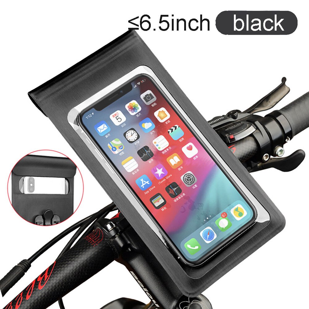 Bicycle Motorcycle Phone Holder Waterproof Case Bike Phone Bag for iPhone Samsung Mobile Stand Support phone holder Cover: PAC09E-Black