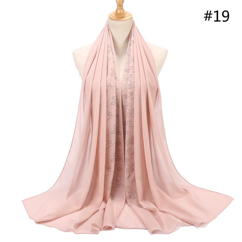 Vrouwen Rhinestone Chiffon Effen Kleur Moslim Hoofd Sjaal Sjaals En Wraps Pashmina Bandana Vrouwelijke Foulard Hijab Winkels: 16