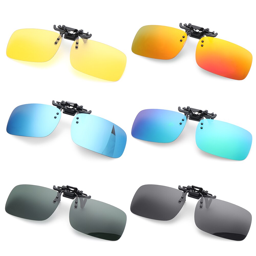 1PC Polarized Clip On Flip Sunglasses UV400 Anti-Glare Sun Glasses Flip Night Vision Glasses Driving Fishing Cycling Eyewear