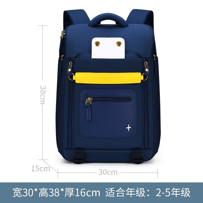 Mochila escolar ortopédica para meninos e meninas, bolsa à prova d'água para escola, zíper infantil: blue