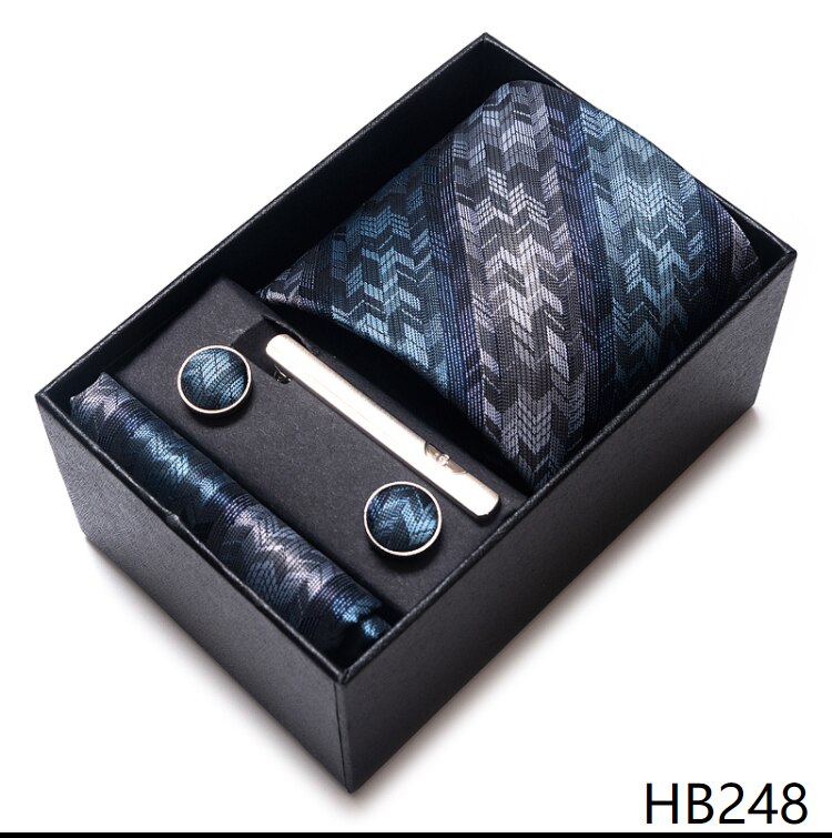 Boîte à cravate pour hommes, 65 couleurs, à la , boutons de manchette, accessoires de chemise bleu foncé or, pour le jour de l&#39;an