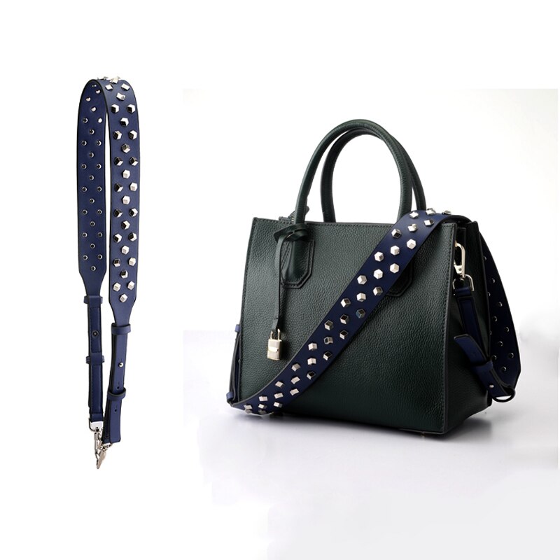 PU Rivet Wide Crossbody Bag Strap For Women PU Adjustable Long Handbag Belt Female Metal Replacement Shoulder Bag Strap