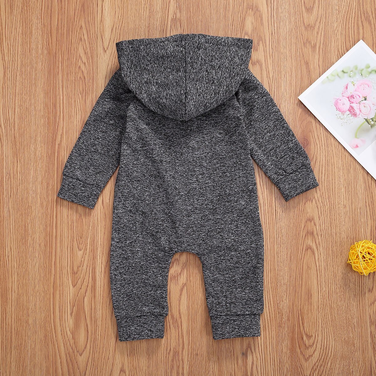 0-18M Baby Boys Girls Hoodie Jumpsuit Zipper Long Sleeve Creepers Romper Outfit with Pocket