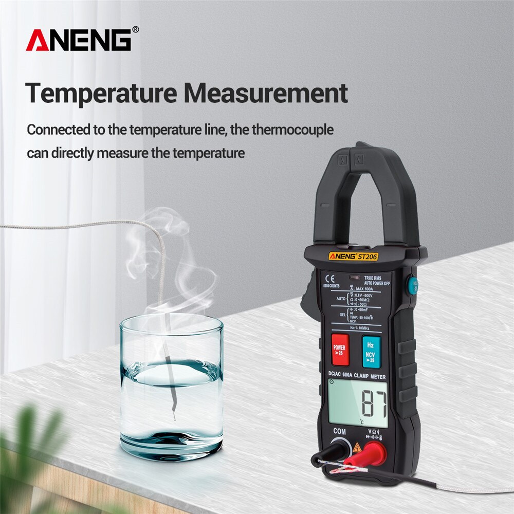 Digital Multimeter Clamp ANENG ST206 Meter 6000 counts True RMS Amp DC/AC Current Clamp measure dc amperimetro tester voltmeter