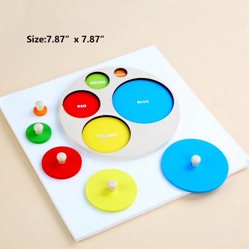 Wooden Montessori Geometric Puzzle Peg Board,Early Education Sensorial Toy for Toddlers Shape And Color Sorting Toys For Baby: Yellow