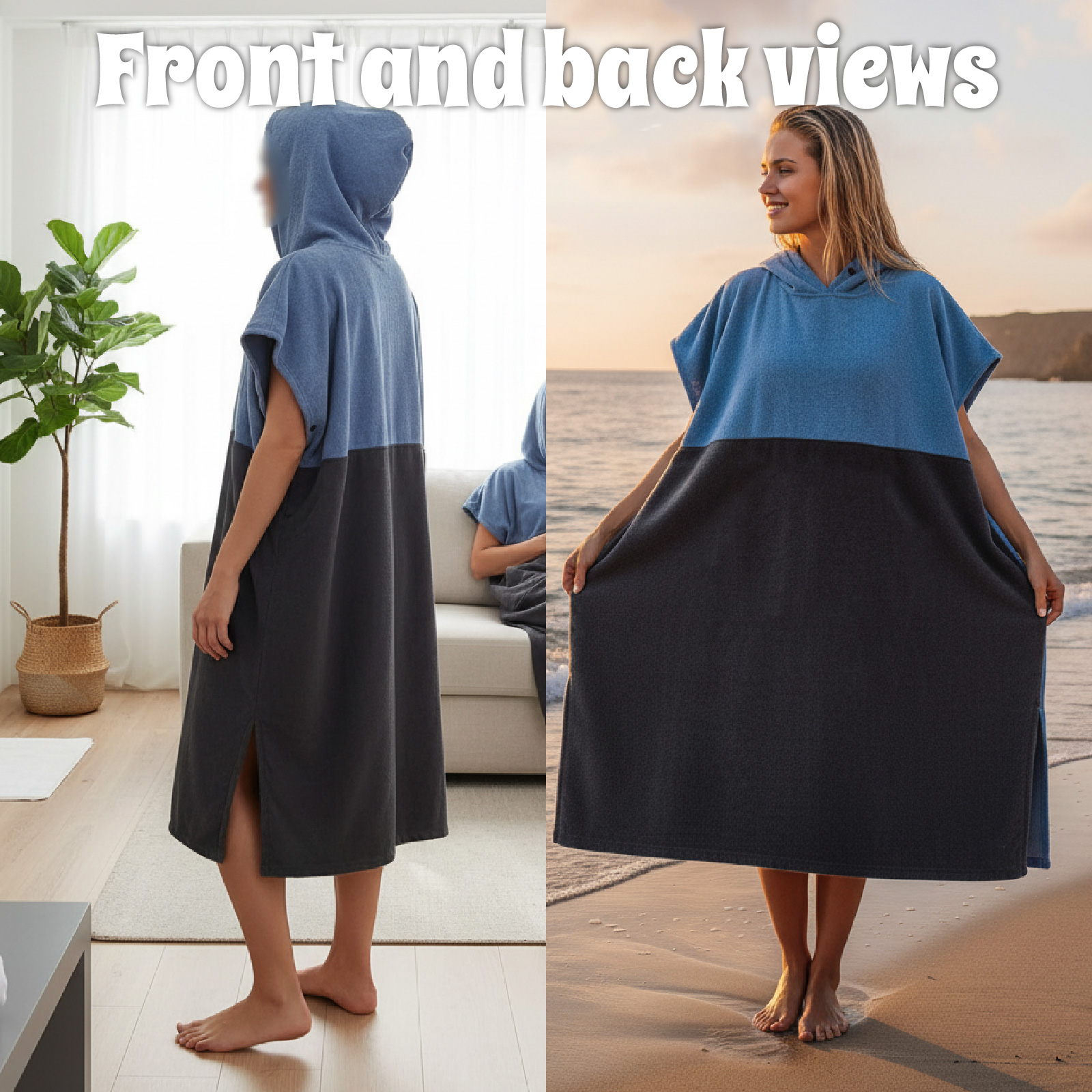 Schnelltrocknender surfponcho für erwachsene, handtuch-kapuzenpullover, mikrofaser-strandmantel, umkleideponcho, badehandtuch für Höhle Strand