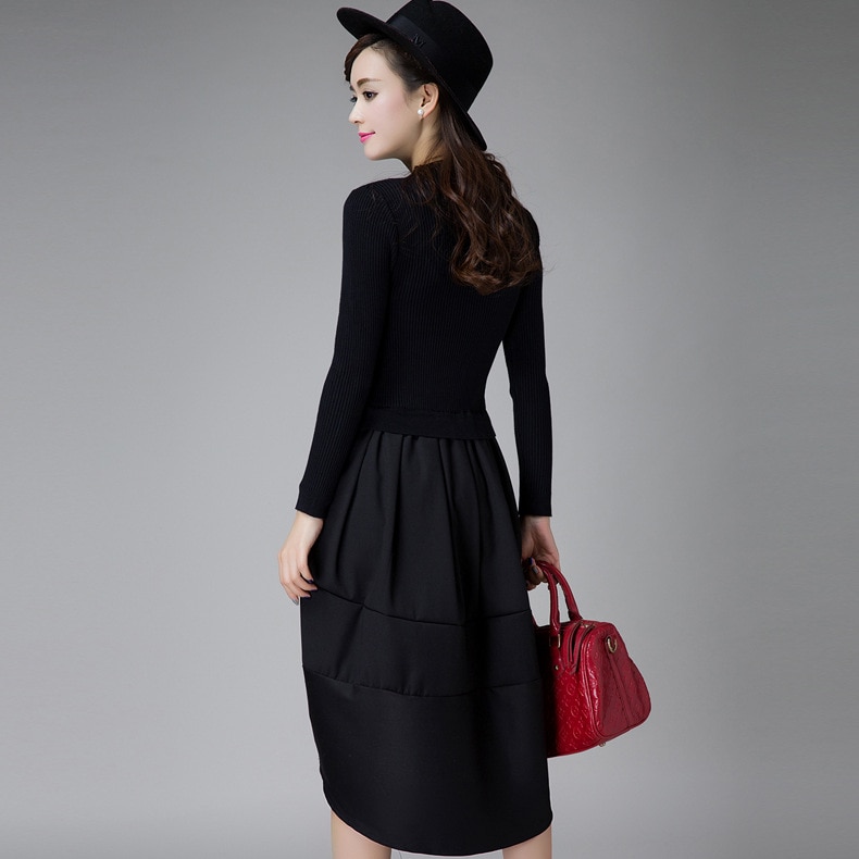 Female Winter Dresses Korean Casual High Street Fashionable Long Sleeve Sexy Wool knitted Sweater Dress Y1102-95F