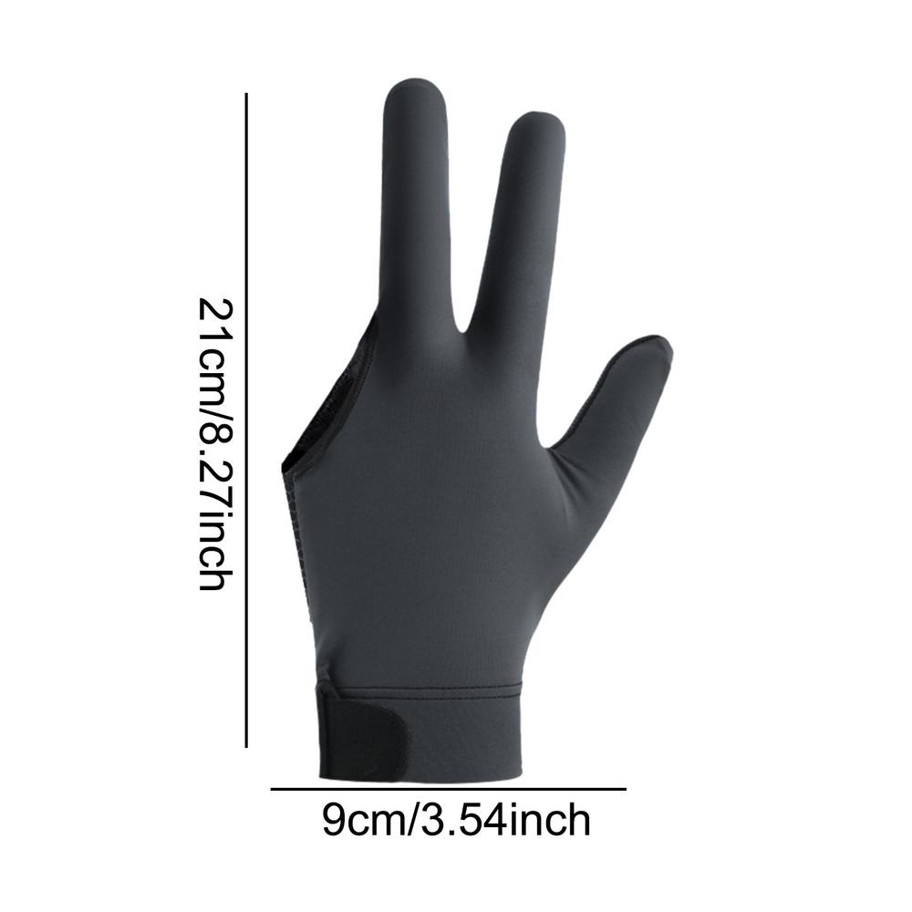 Luvas de bilhar esquerdas, Luvas Snooker Cue, Equipamentos esportivos para iniciantes e profissionais, 3 Fingers Shooters: CINZA-ESCURO