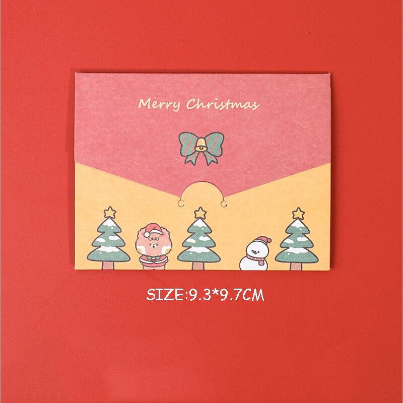 6pcs Christmas series greeting card blessing envelope diy folding message Santa Bunny Elk Gingerbread Man Girl Snowman: Christmas bear