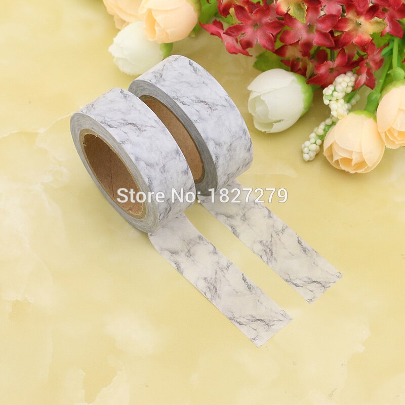 1x diy japansk papir marmor washi tape hvidt papir maskeringstape dekorativt papirbånd 1.5cm*10m
