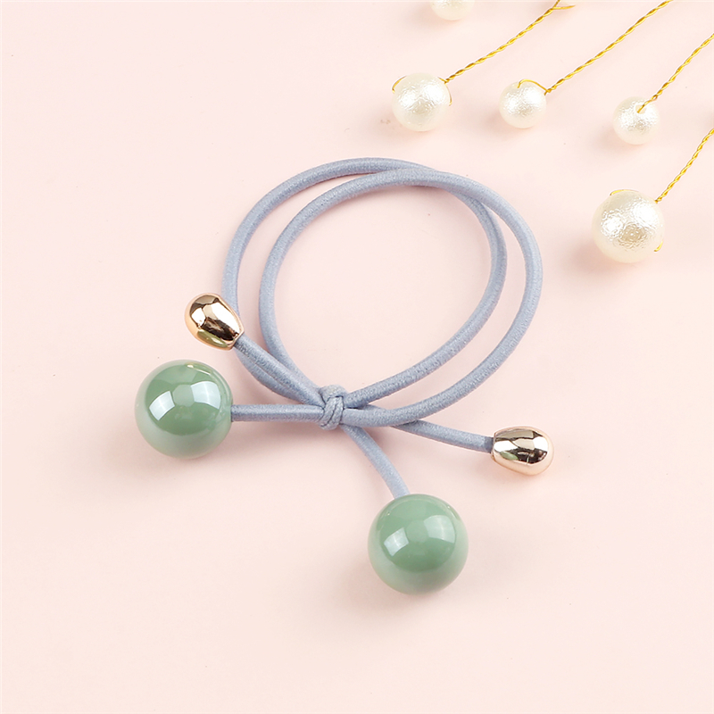 Cinta para el pelo con colgante de bola de lazo para mujer, diadema Coreana de , cuerdas para el cabello de niñas, elástica, Simple, accesorios para el cabello,: Azul cielo