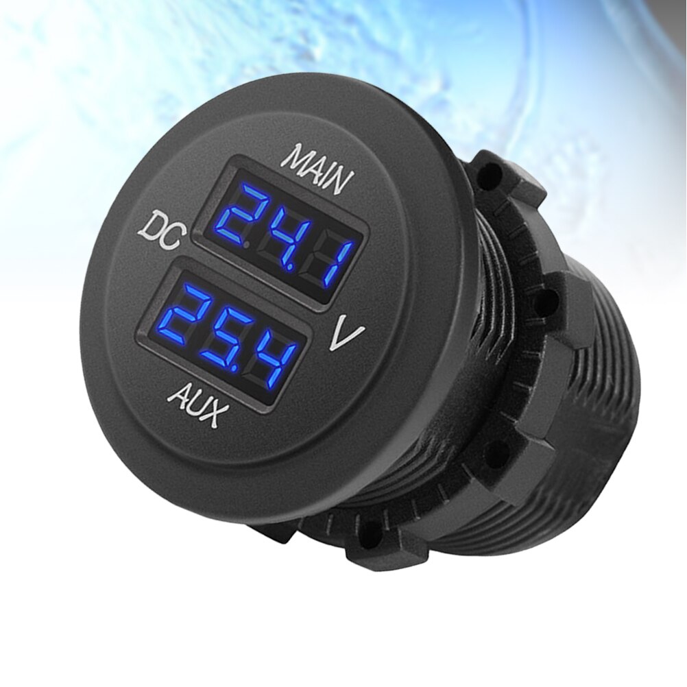 Voltímetro LED Digital principal AUX de 12V y 24V, pantalla Dual, indicador de voltaje, Panel de Monitor de batería para coche, barco y motocicleta