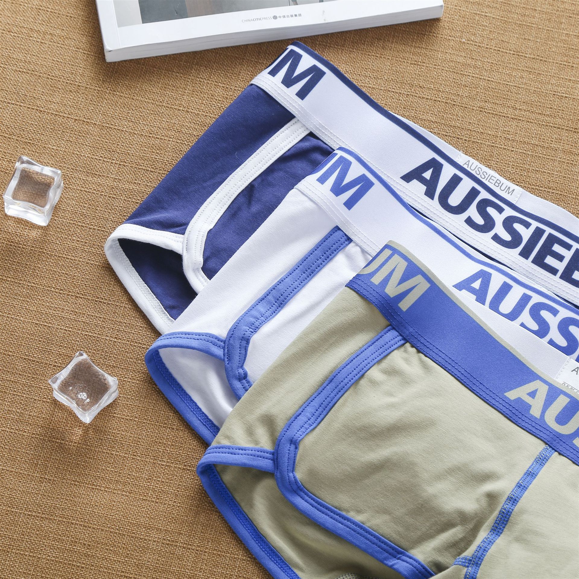 Aussiebum men's cotton boxer shorts with low waist and muscle in Europe and America.T