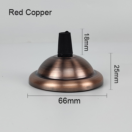 Loftsplade lampe base diy rundt jern + låselinje sort / hvid / guld / sølv /66mm vedhæng lampe base: Rødt kobber