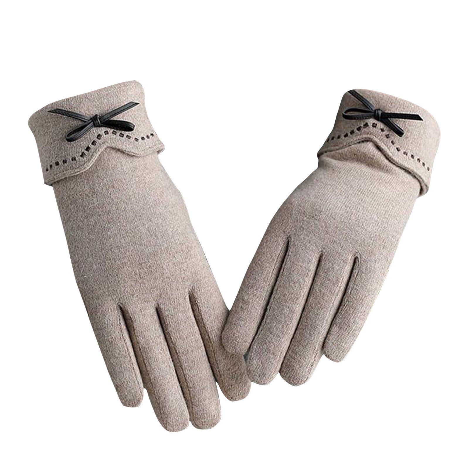 Vrouwen Winter Warme Wollen Handschoenen Elegante Vrouwelijke Dames Rijden Volledige Vinger Fluwelen Handschoenen Telefoon Spelen Goedkope: KH