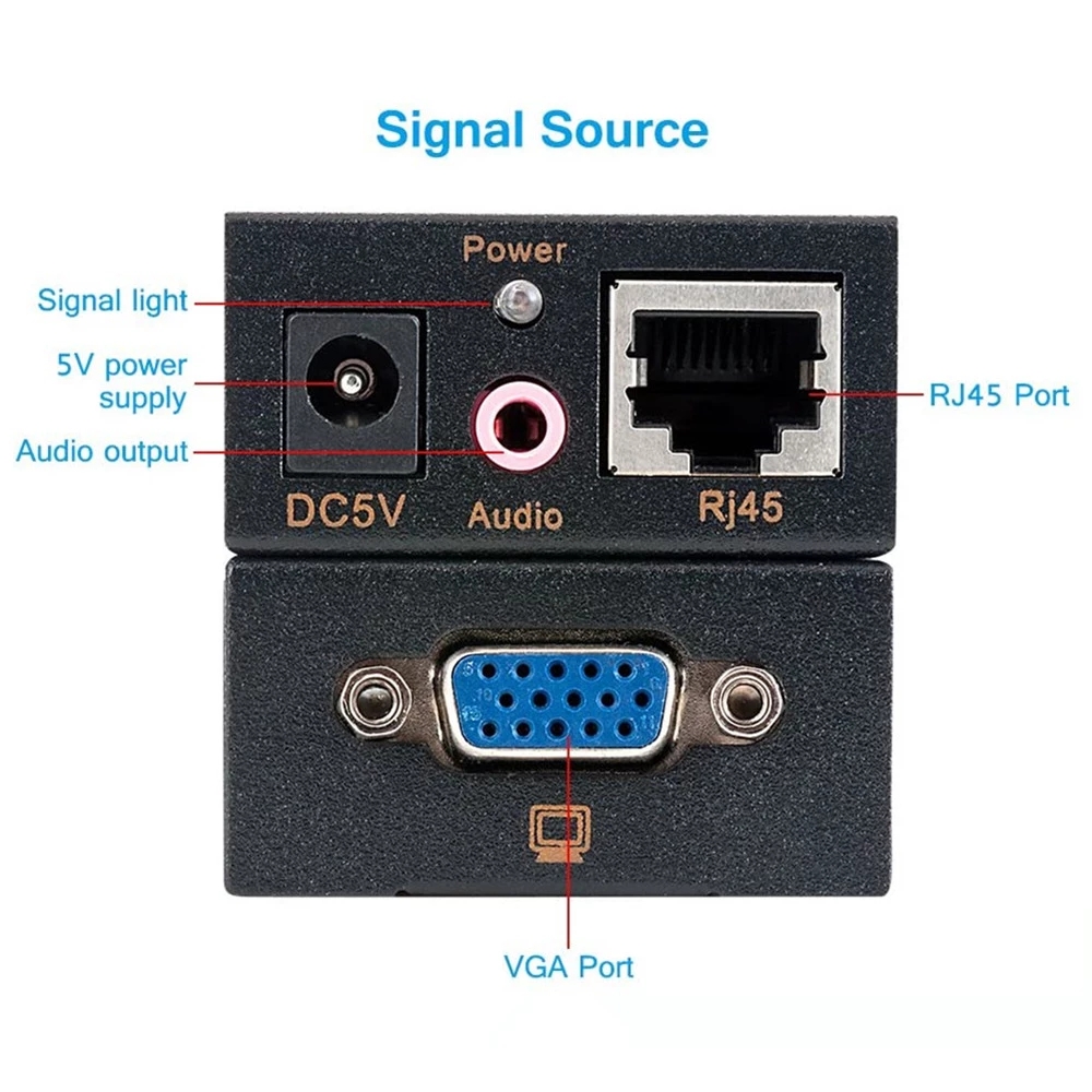 VGA extender with audio over cat5/6 cable up to 100M VGA to RJ45 ethernet Video Audio converter extender for PC laptop projector