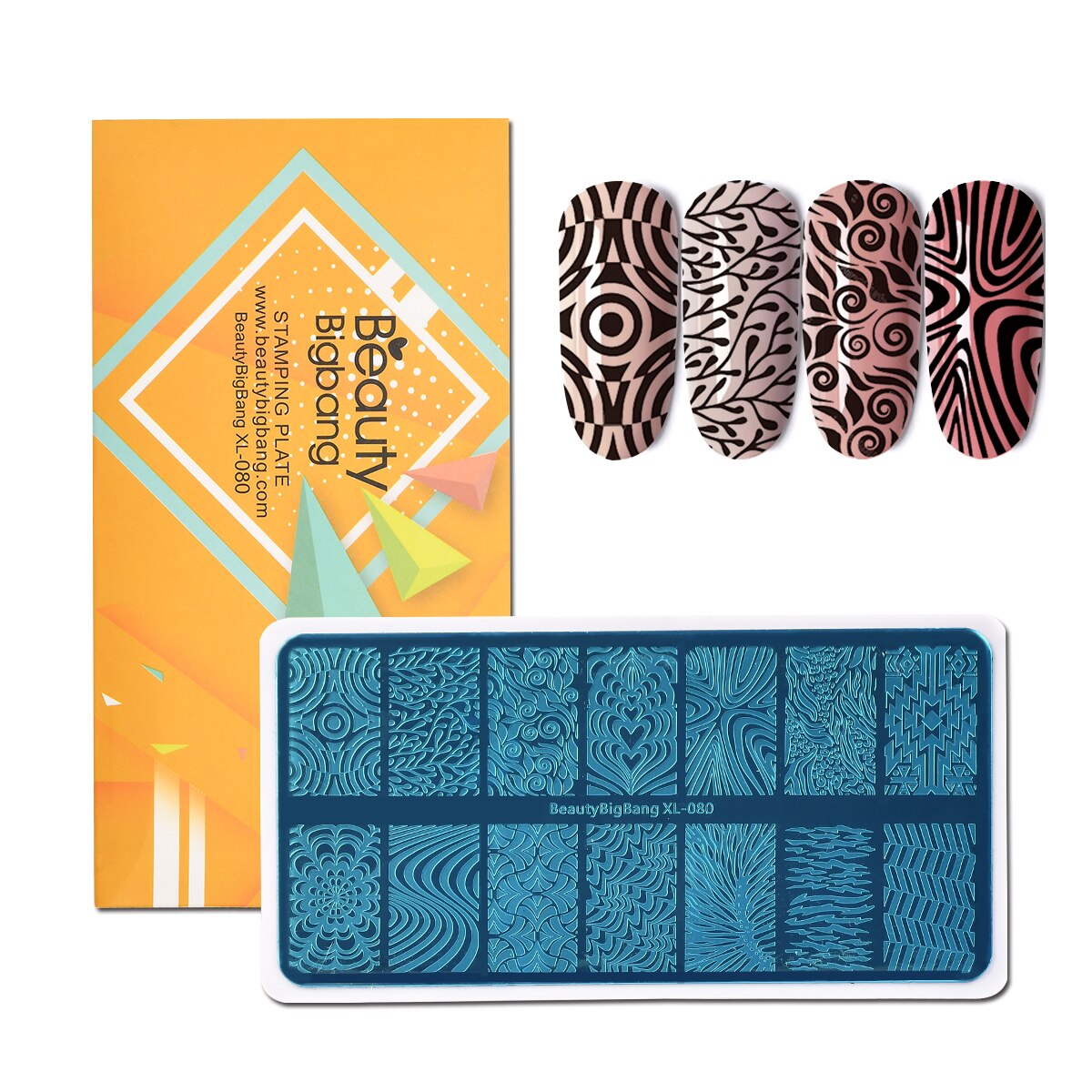 BeautyBigBang sirena del árbol de coco de placas de estampado para manicura sello plantillas 3D molde de estampado geométrico plantillas de manicura