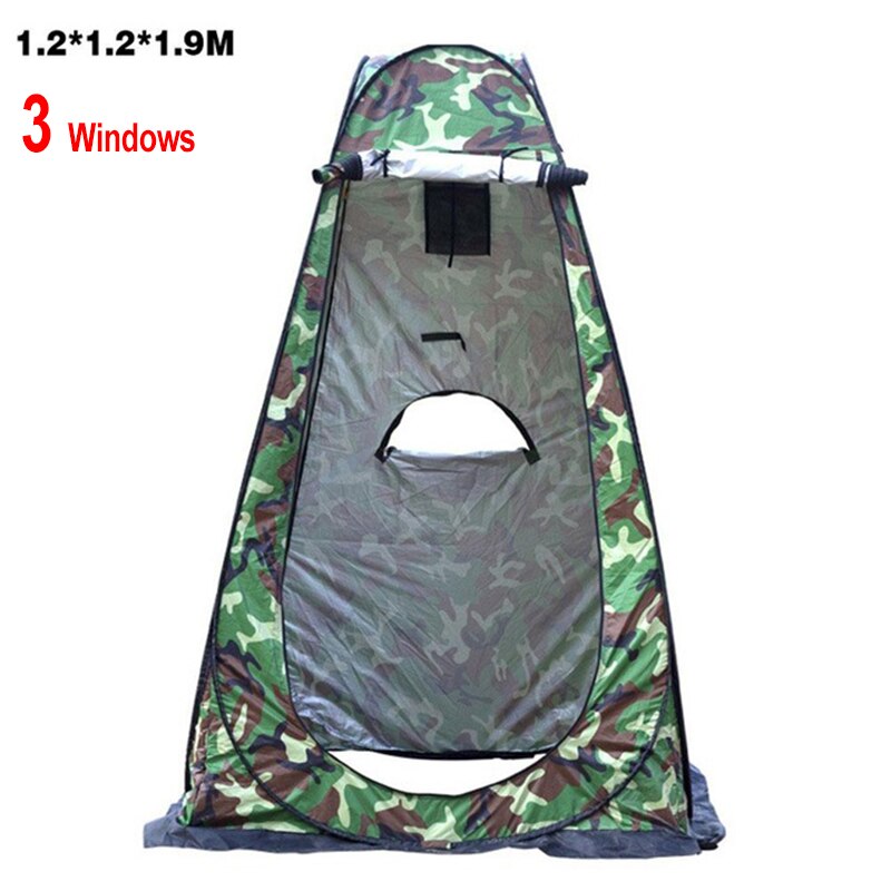 Portable private shower toilet, pop-up camping tent, UV protection, outdoor portable: 3window camo