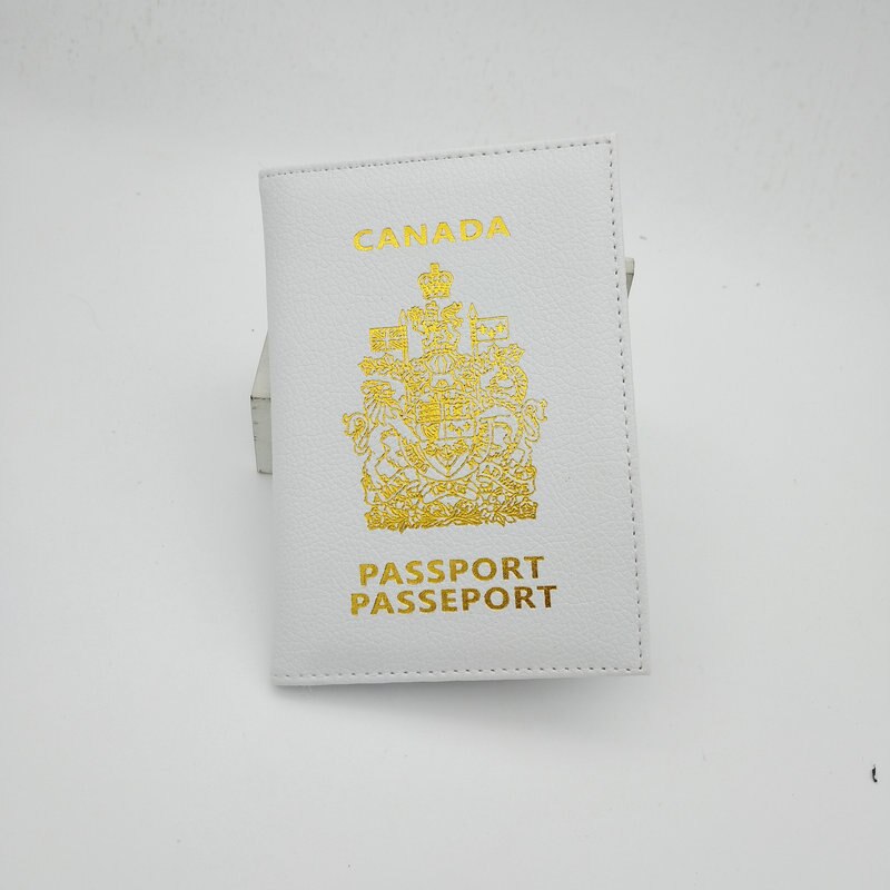 Canada Travel Passport Holder Bag Multifun Leather Canadian Passport Cover Case Wallet for Men Women: White