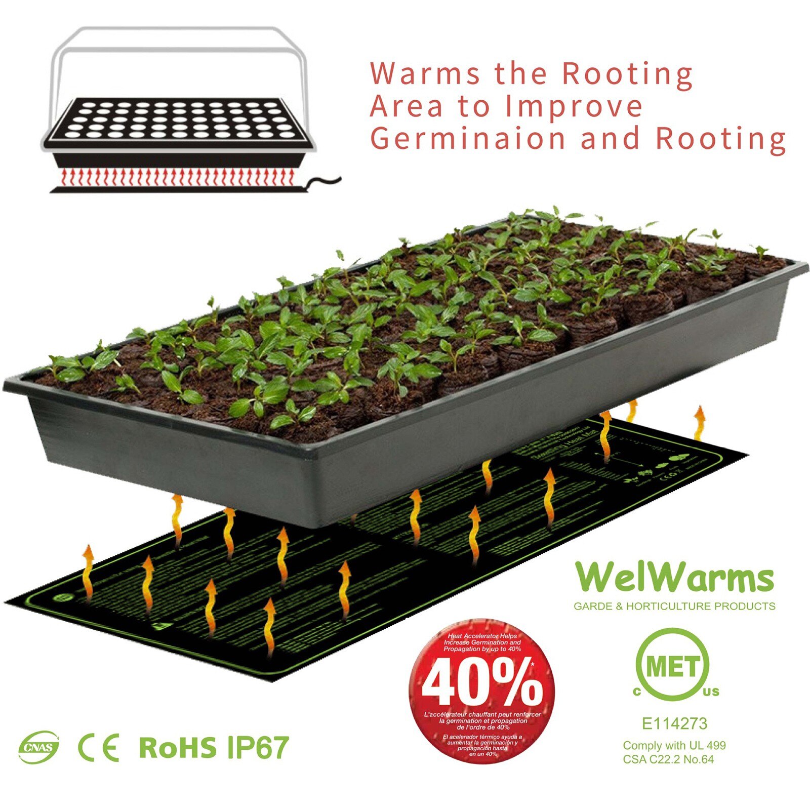 40# Heating Pad Waterproof And Durable Germination Indoor Home Gardening Durable Hydroponic Heating Pad Mat For Seed Mats