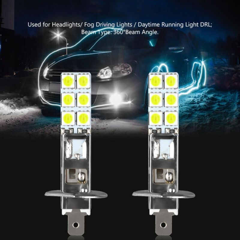 55W LED Headlight Bulbs 12 SMD-5050 LED Headlight Bulbs Kit Light H1 6000K