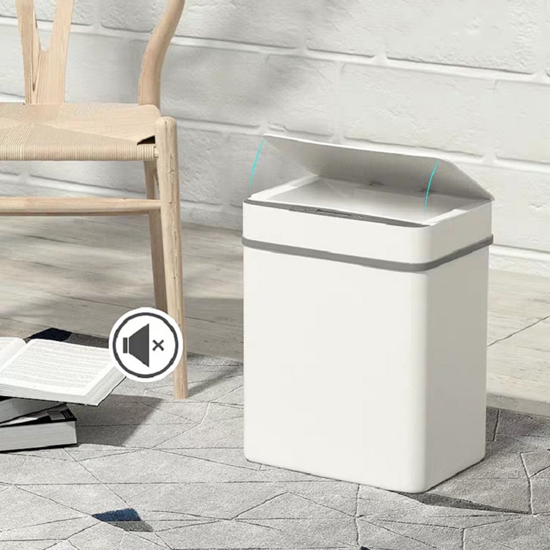 15L Automatic Pressless Smart Infrared Motion Sensor Rubbish Waste Bin Kitchen Trash Can Garbage Bins for Home Room Kitchen Car
