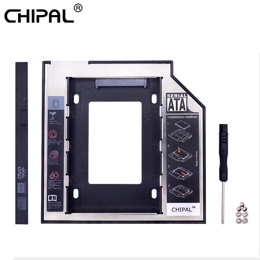 CHIPAL Universele 2nd HDD Caddy 9.5mm SATA 3.0 LED voor 2.5 Inch SSD Case Harde Schijf Behuizing voor laptop CD DVD ROM Optibay