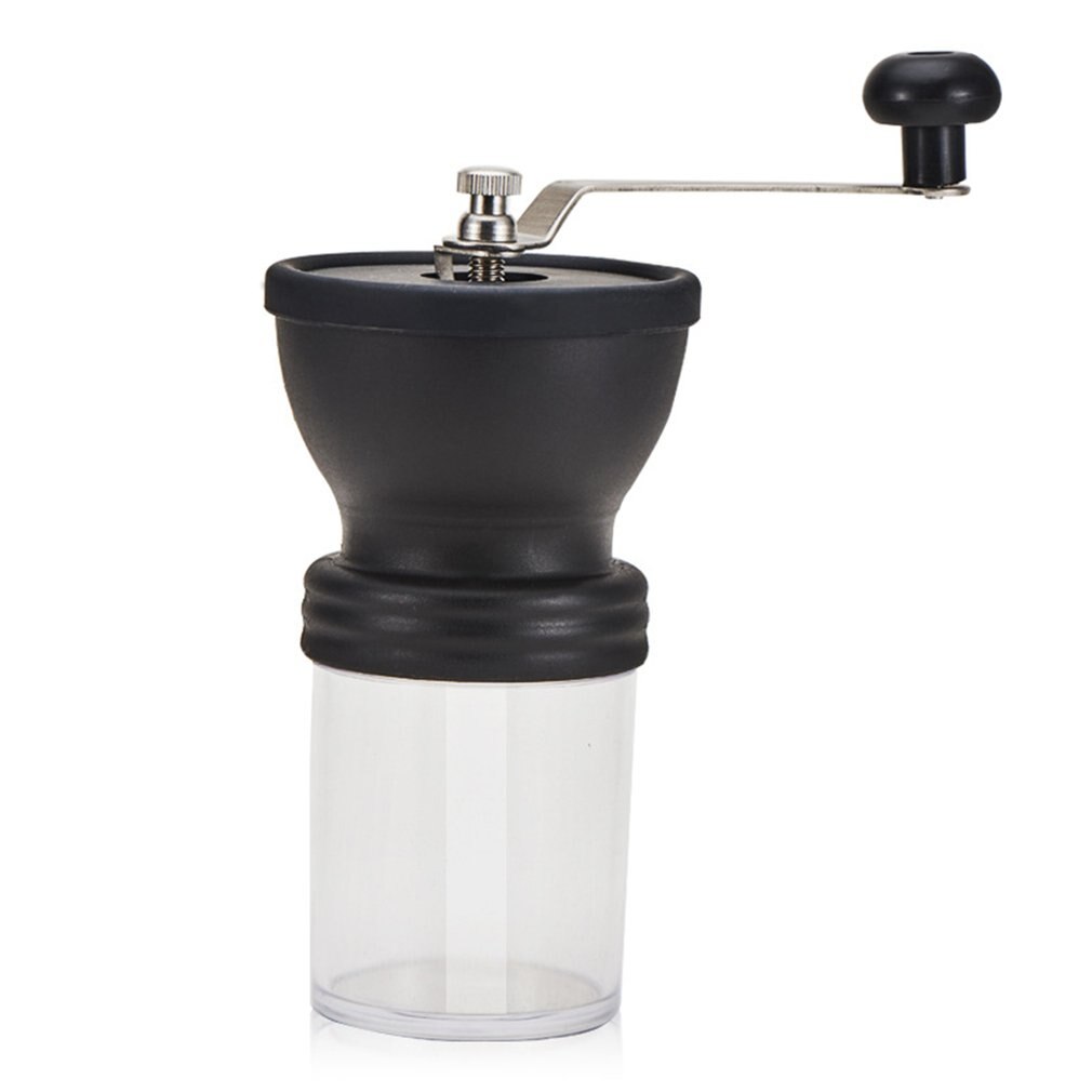 Transparent Hand Grinder Adjustable Ceramic Core 304 Stainless Steel Washable Hand Coffee Machine Kitchen Appliance: Black