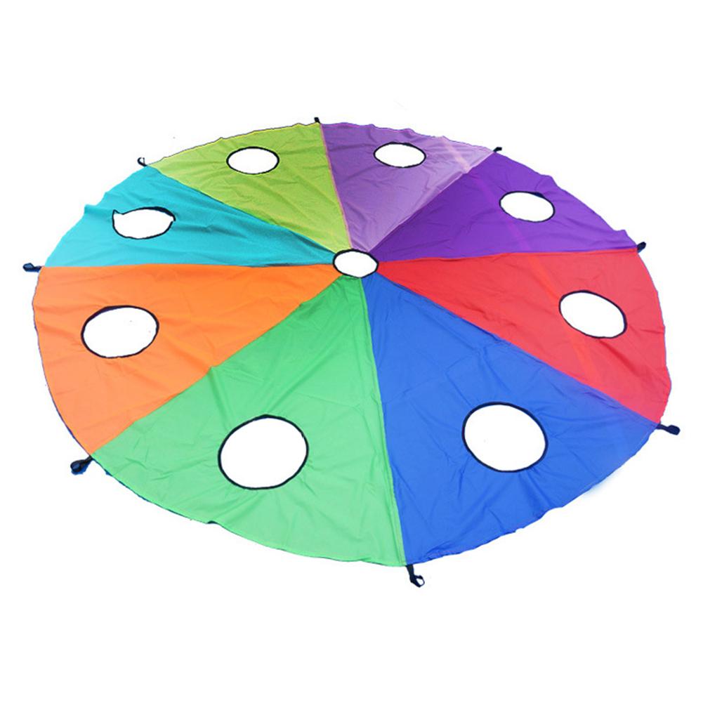 Opvouwbare Kid Play Regenboog Paraplu Met Handvatten Chutes Speelgoed Outdoor Teamwork Game