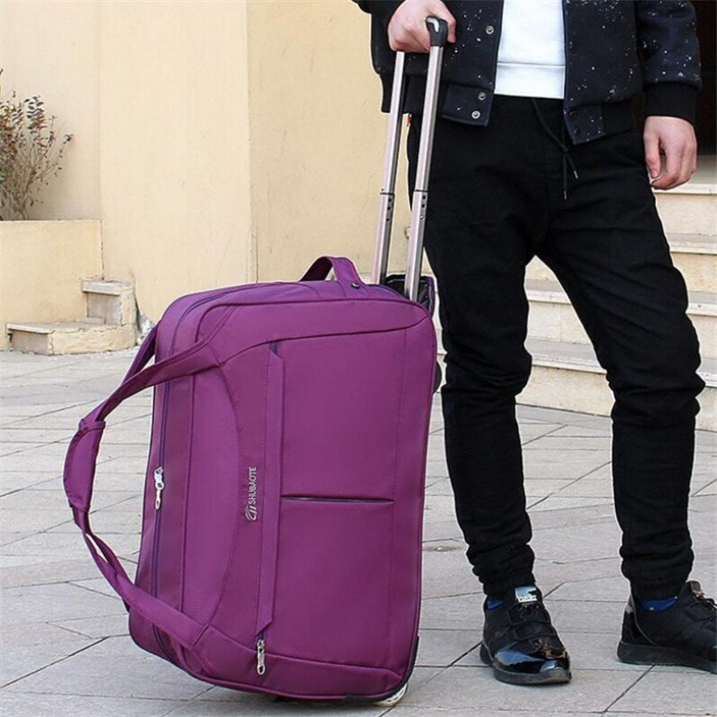 Wheel Luggage Trolley Bag Women Travel Bags Hand Trolley Unisex Bag Large Capacity Travel Bags Suitcase With Wheels: Small purple