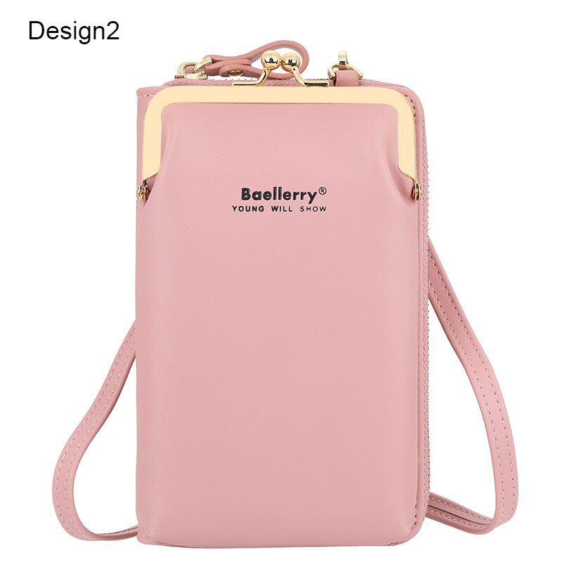 Colorful Small Cellphone Bag Female Daily Use Shoulder Bags Women Leather Mini Crossbody Messenger Bag Ladies Purse: Design2 Pink