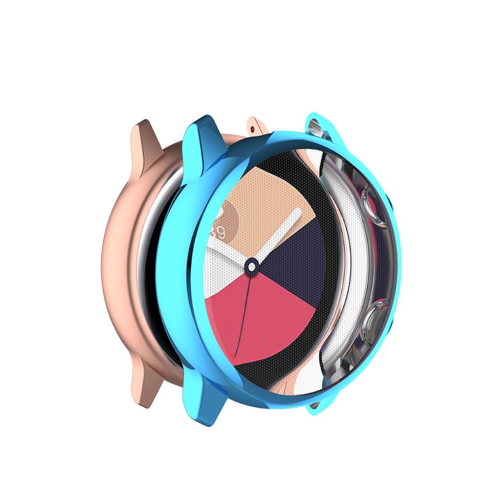 Galaxy watch actieve case voor Samsung galaxy watch actieve cover/r500 plating kleurrijke Transparante TPU soft case anti-fall cove: Plating blue