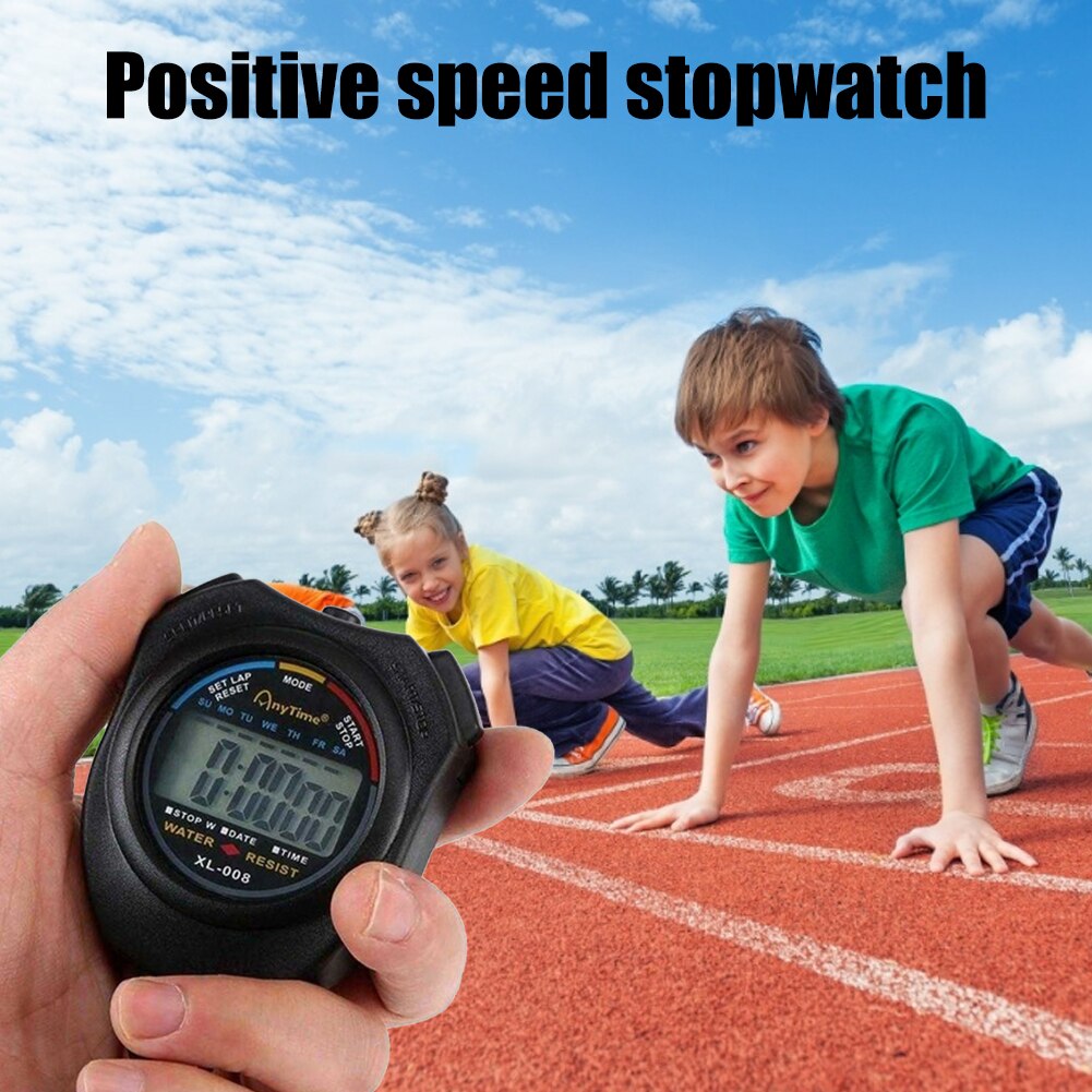 Classic Digital Handheld LCD Chronograph Sports Stopwatch Timer Stop Watch with string