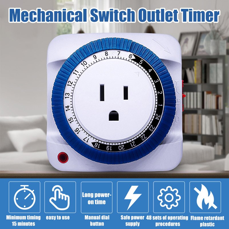 24 Hours Mechanical Timer Socket Switch Electrical Wall AC Outlet Timer Home Use Timer Socket-30