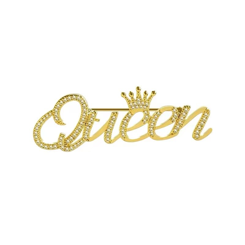 Ingelegd Rhinestone Crown Brief Broche Pin Goud &amp; Zilver Legering Kleding Accessoires Broches Voor Vrouwen Luxe Sieraden