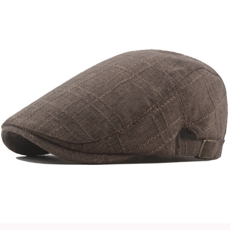 HT3193 hombres boinas para mujeres ropa de algodón sombrero de la boina ajustable Retro Ivy vendedor de tapa plana Primavera Verano hombre mujer boina Retro Pac: Coffee Adjustable