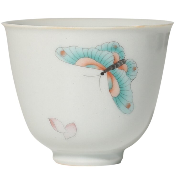 Handbemaltes Kungfu Teeset – 12-teilig, Schmetterlings-Design, Keramik, Inkl. Geschenkbox