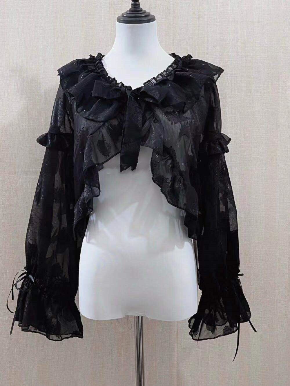 Geraffte Jacken für Damen, bauchfrei, ästhetisch, Sonnenschutz, zart, süß, für Mädchen, Fairycore, beliebt, Puffärmel, sanft, dünn, Sommer-Lolita-Stil