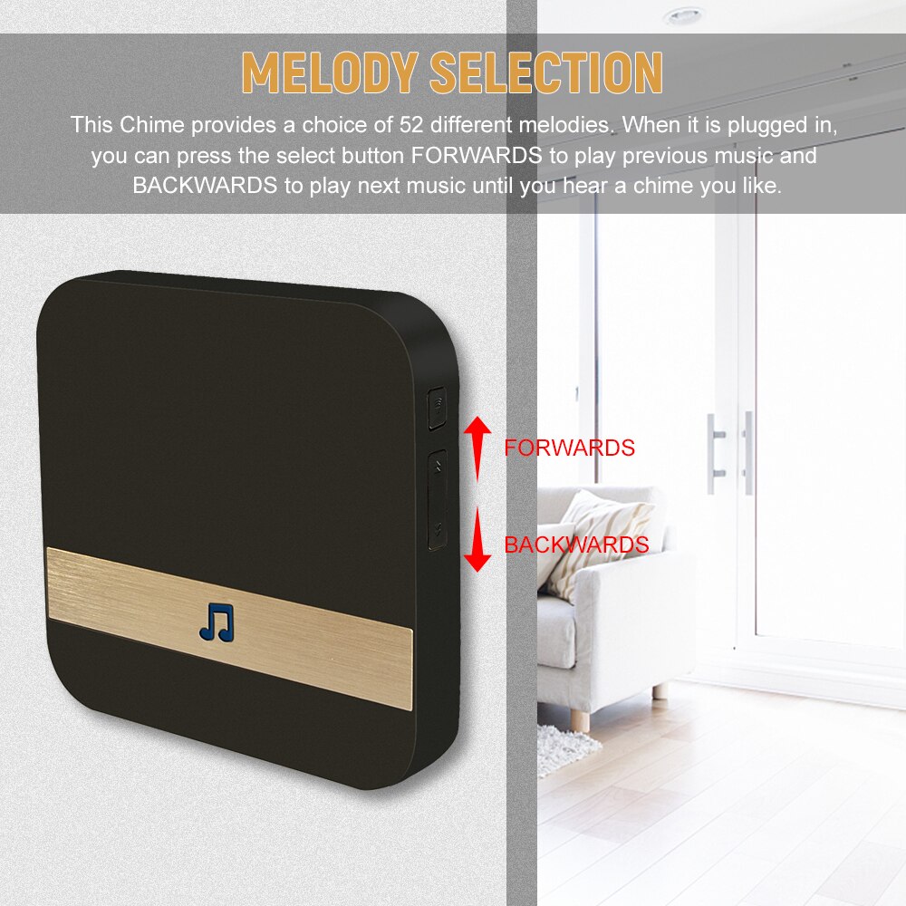 Wireless Doorbell Chime Household Plug-in Chime WiFi Ding-Dong Alarm Smart Door Bell Receiver EU Plug