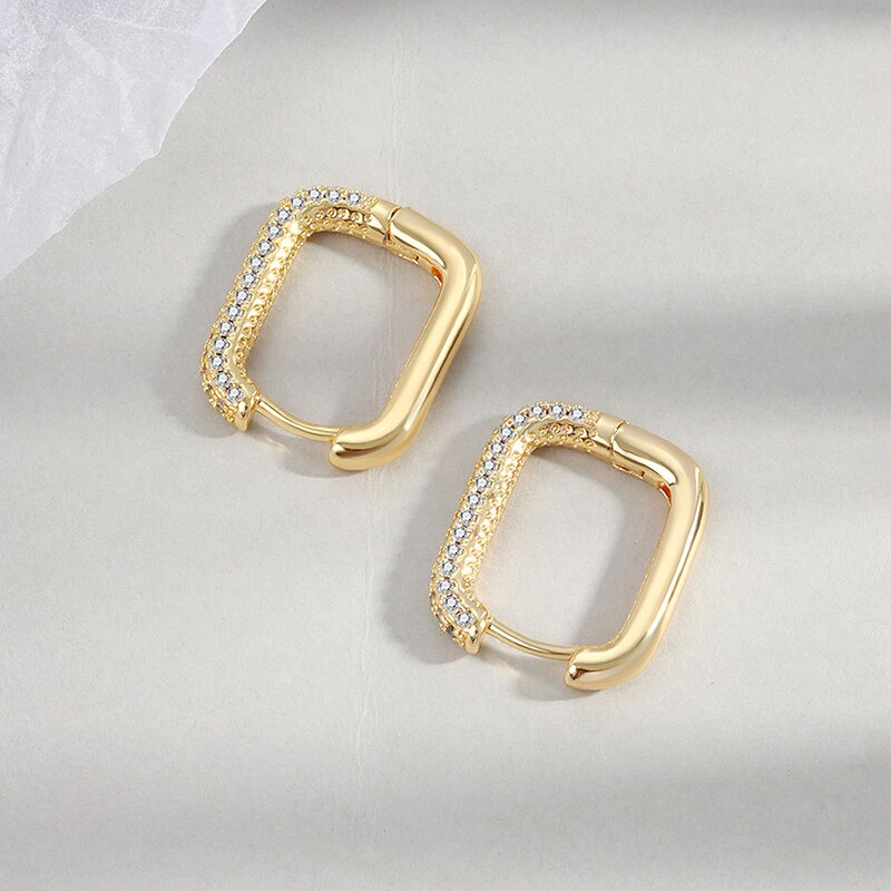 XIYANIKE orecchini a cerchio in zircone quadrato geometrico Color argento per donna moda temperamento nobile personalità di alta qualità