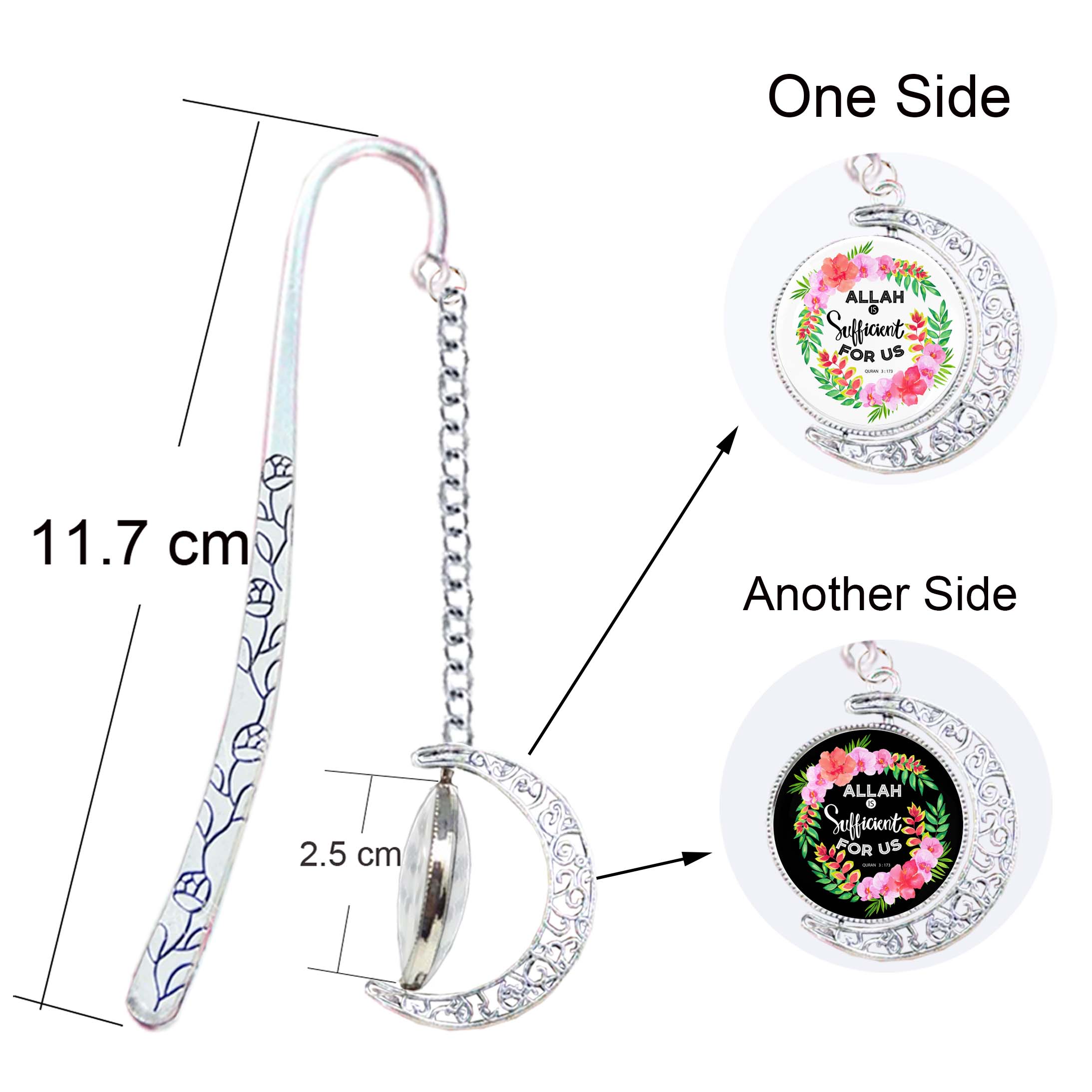 Islamic Quote - And Allah Loves The Patien 3 146 - Double Sided Bookmark Spinning Pendant Muhammad Koranic Book Mark Muslim