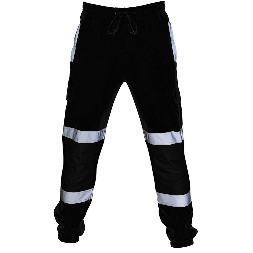 Ropa de trabajo informal de otoño para hombre, pantalones con banda en el tobillo con rayas reflectantes, novedad de 2023