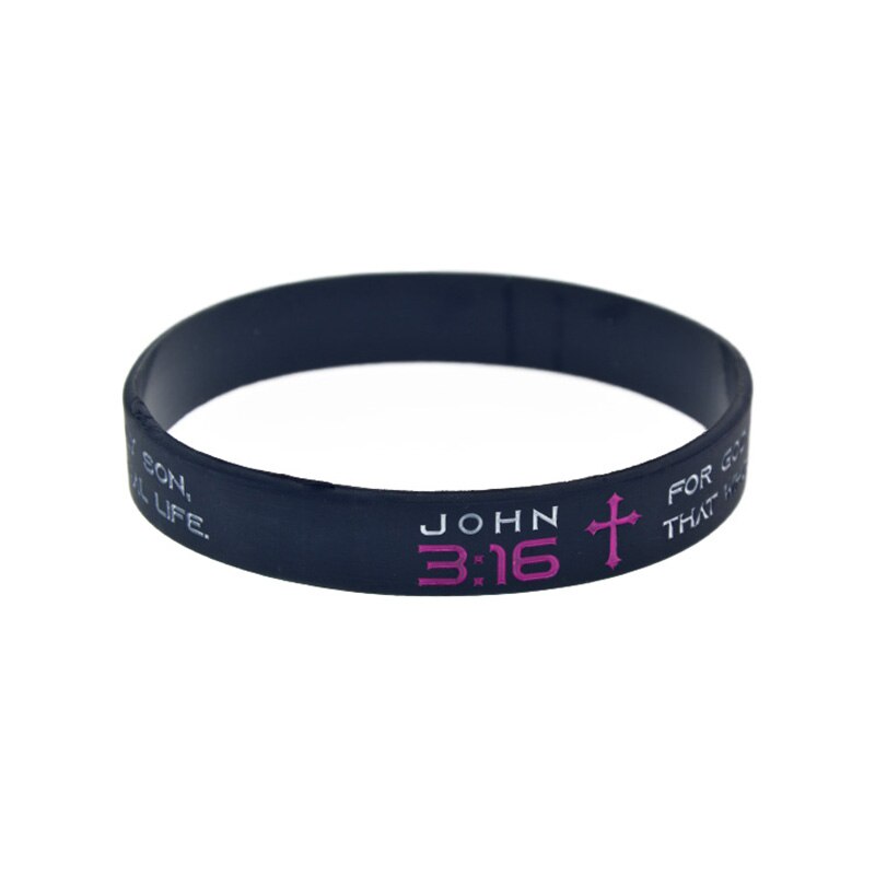 OBH 50PCS John 3 16 God So Love The World That He Gave His One and Only Son Silicone Wristband