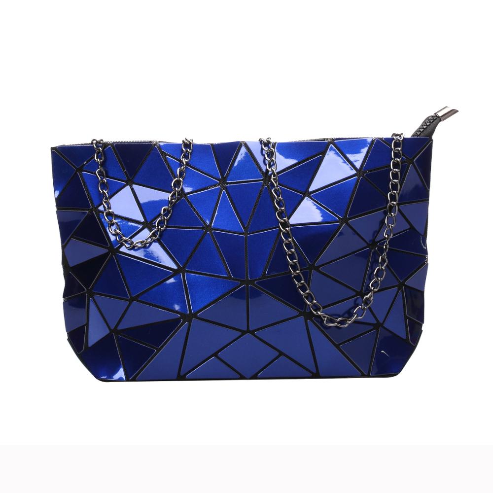 Vrouwen Keten Schoudertas Sac A Main Tas Mode Geometrische Messenger Bags Vlakte Vouwen Crossbody Tassen Clutch Avondtasje Bolso: blue