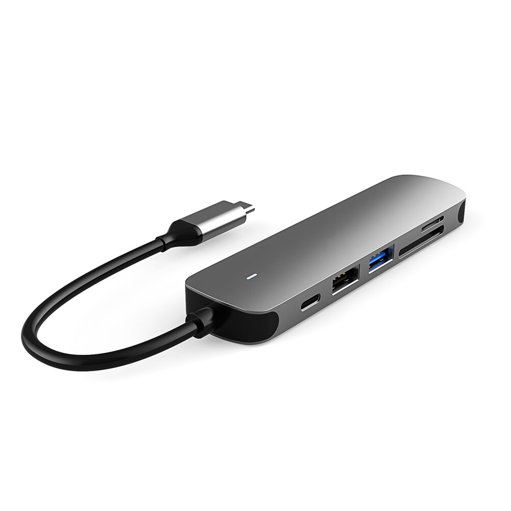 Meerdere Hoge Snelheid Expander Adapter 6 In 1 TYPE-C Hub Station Usb 2.0 Usb 3.0 Sd Tf Reader 4K hdmi 60W Pd Docking