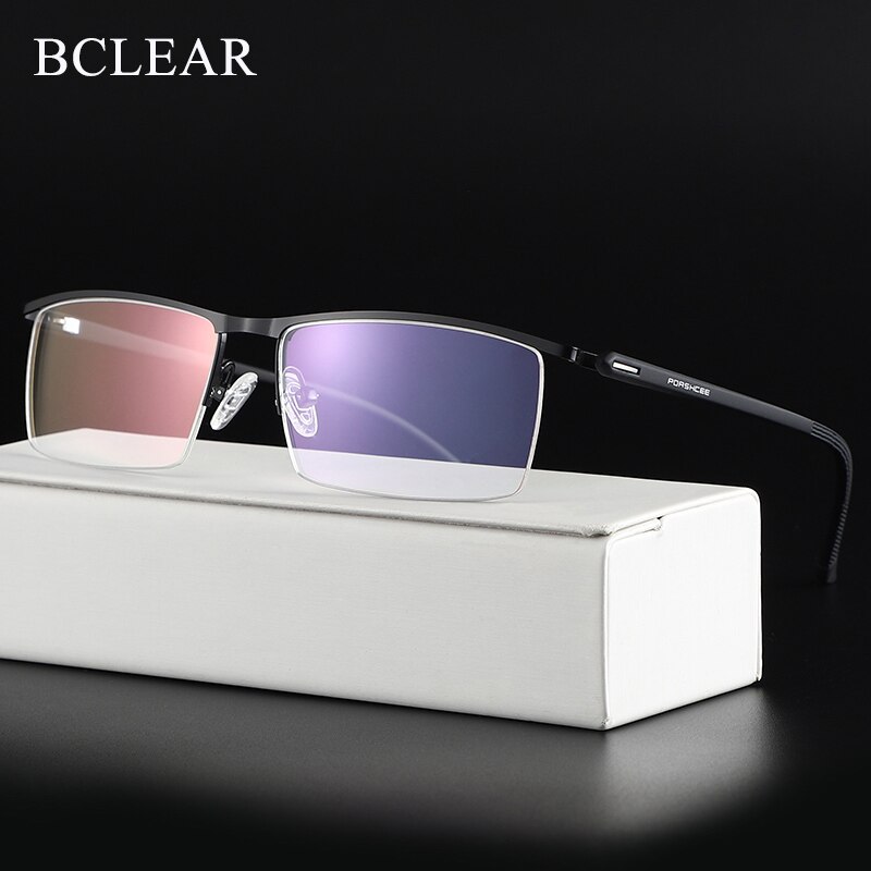 BCLEARR Optische Business Titanium Brillen Frame Voor Mannen Brillen Semi-Randloze Bril met Lente Scharnieren 5 Optionele Kleuren